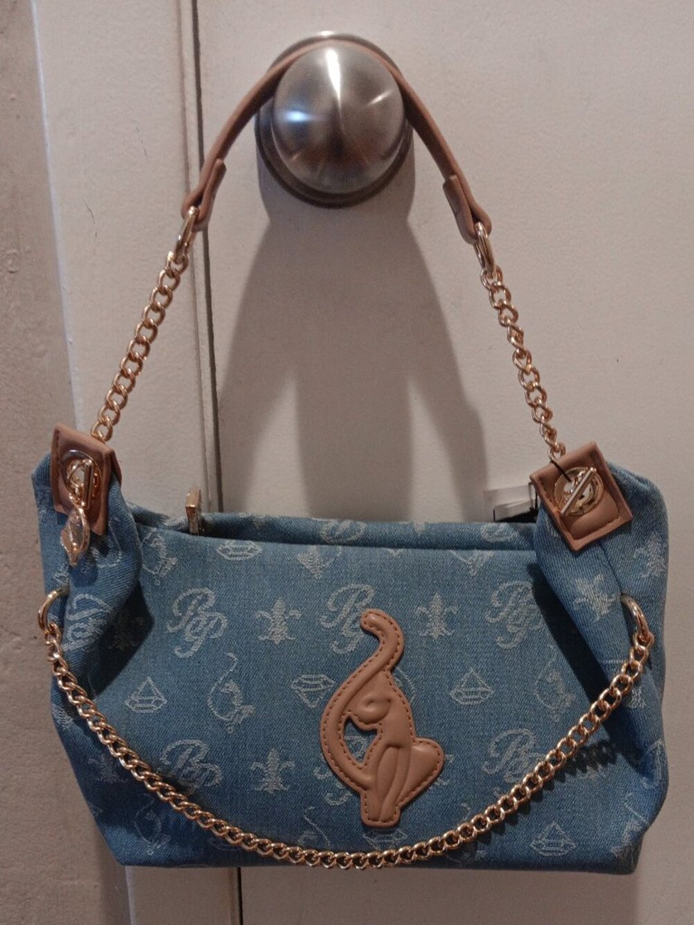 Baby Phat Blue Denim Monogram Shoulder Bag